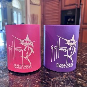 Vintage Guy Harvey's Island Grill Marco Island Koozies - Set of 2